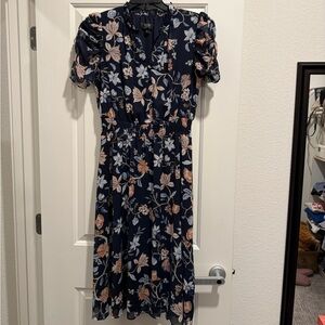 NWT MSK Navy Floral Midi Dress